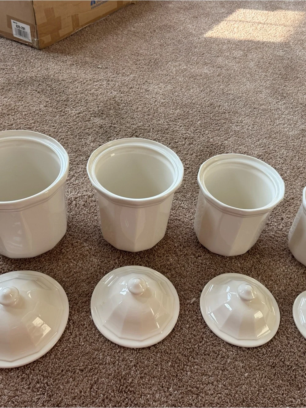Pfaltzgraff Heritage White Ceramic Lidded Canister Set and sugar jar